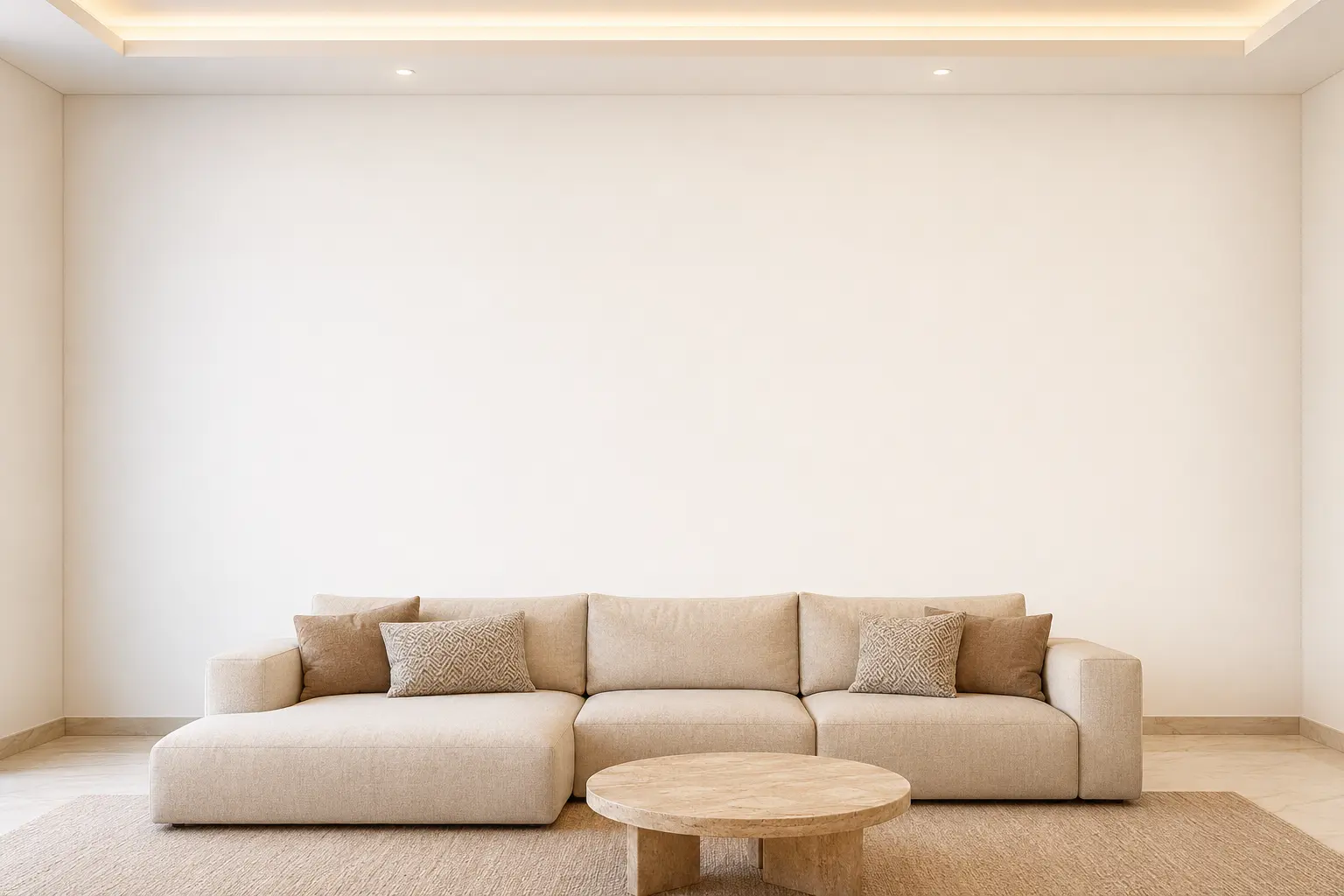 Modern living room with a previewable feature wall